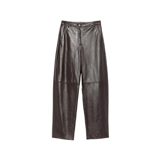Max Mara Leather Trousers, female, Brown, Size: 2XS Leather Pant