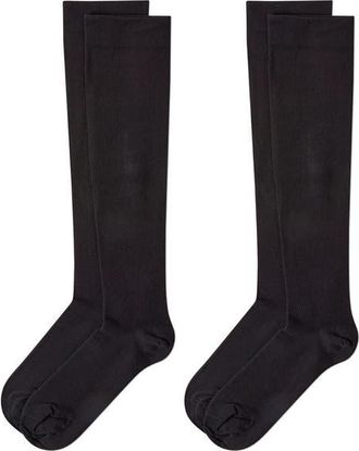MeMoi 2-Pack Graduated Compression Cotton Blend Crew Socks in Black-Black at Nordstrom, Size 10-13