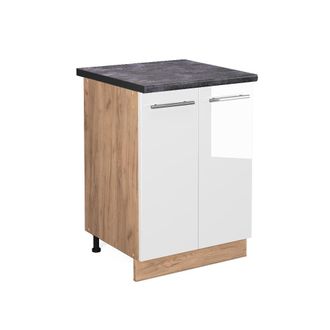 Vicco Mueble Bajo De Cocina Fame-line, Blanco Alto Brillo, 60 Cm, Et Antracita Vicco