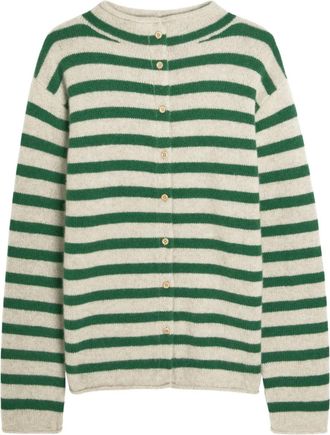 The Elder Statesman Cousteau striped button cardigan - Green