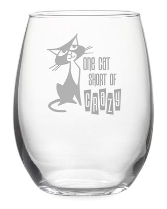 SUSQUEHANNA GLASS Set of 4 One Cat Short Stemless Wine Tumblers