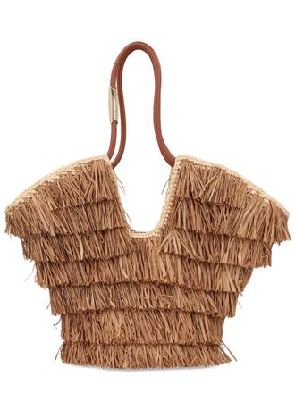 Zimmermann Neutrals Goldentime Layered Fringed Tote Bag