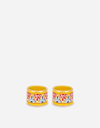 Dolce & Gabbana Set 2 Medium Porcelain Napkin Rings - Napkin Rings Multicolor Onesize