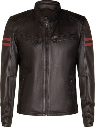 Infinity Leather Mens Black Leather Retro Bomber Jacket - Rome