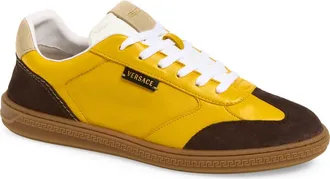 Versace Greca Court Low Top Sneaker in Moka Yellow at Nordstrom, Size 41