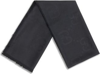Gucci Womens Black Wool Oves Aries Scarf