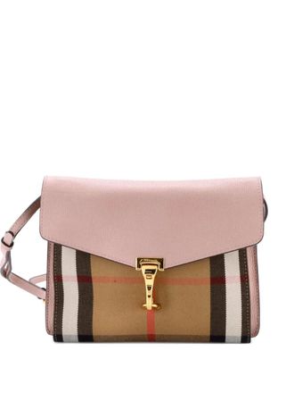 Burberry Macken Leather and House Check Canvas Small crossbody bag - Roze