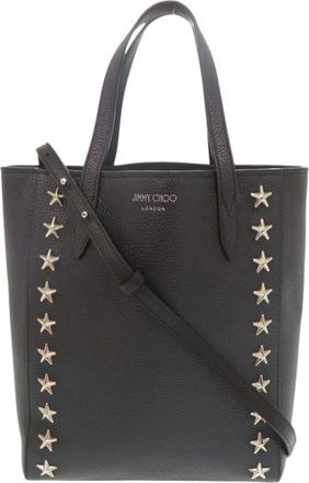 Jimmy Choo London Black Leather Shoulder Bag Tote Bag (Pre-Owned)