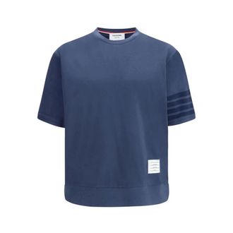 Thom Browne T-Shirts, male, Blue, Size: XL Cotton Sportswear Jacket
