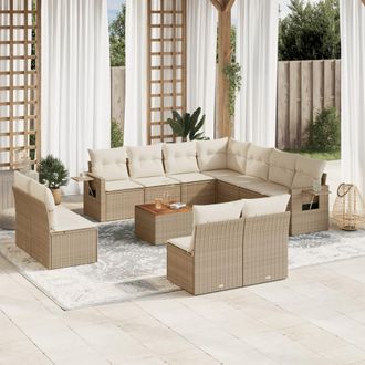 vidaXL Set De Sof&aacute;s De Jard&iacute;n 12 Pzas Y Cojines Rat&aacute;n Sint&eacute;tico Marr&oacute;n Vidaxl