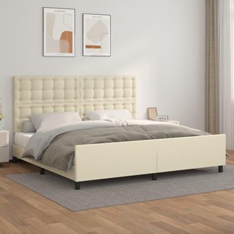 vidaXL Estructura De Cama Sin Colch&oacute;n Cuero Sint&eacute;tico Crema 200x200 Cm Vidaxl