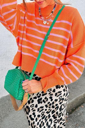 Azura Exchange Gestreepte Brei Lange Mouwen Trui