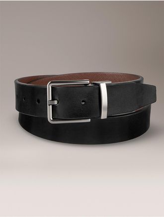Calvin Klein Mens Reversible Box Shine Belt - Black - XL