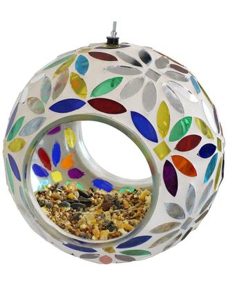 Sunnydaze Hanging Bird Feeder Rainbow Daisies Mosaic