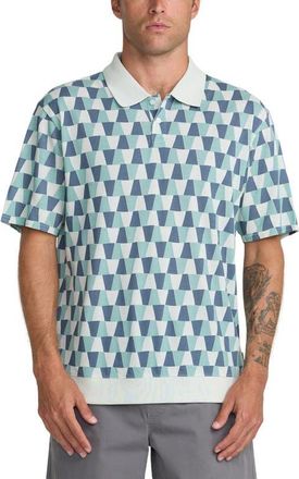 Rvca Ivy League Geo Print Piqu&egrave; Polo in Green Tea at Nordstrom, Size Xx-Large
