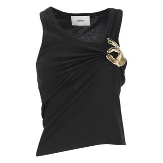 Coperni Camiseta sin mangas de algod&oacute;n con adornos met&aacute;licos de emoji - Tops - Mujer - Negro - S