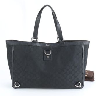 Gucci Black Nylon Leather Tote Bag (Pre-Owned)