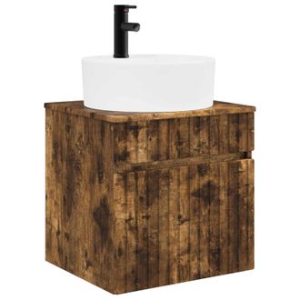 vidaXL Vanidad De Lavabo Montada En La Pared Roble Ahumado Vidaxl