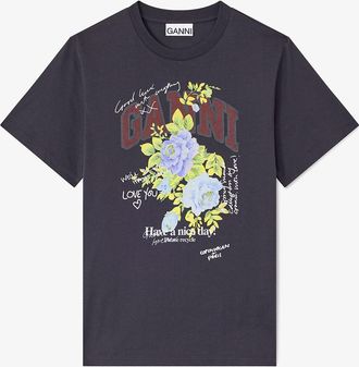 Ganni Mixed Black Rose T-shirt - Size XXS Organic Cotton