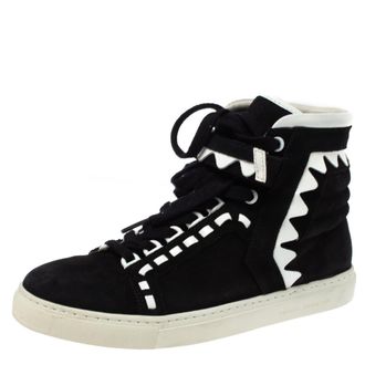 Sophia Webster Monochrome Suede And Patent Leather Riko High Top Sneakers