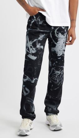 Rta Ricardo Slim Fit Graffiti Graphic Jeans in Graffiti Graphite at Nordstrom, Size 36