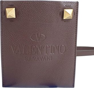 Valentino Garavani Brown Leather Handbag Shoulder Bag Tote Bag (Pre-Owned)