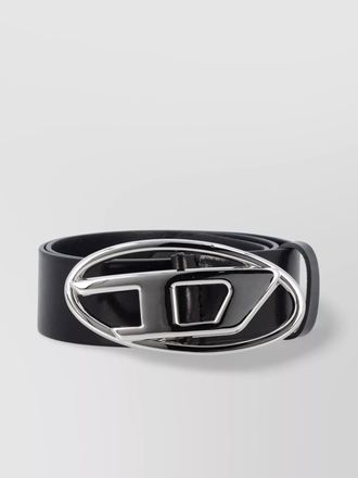 Diesel 1dr leather belt silver-tone buckle