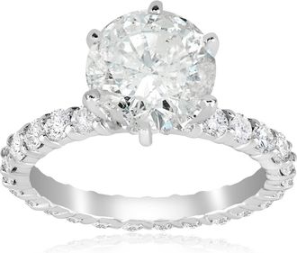 Pompeii3 5 carat Enhanced Diamond Engagement Eternity Ring 14K White Gold Round Cut
