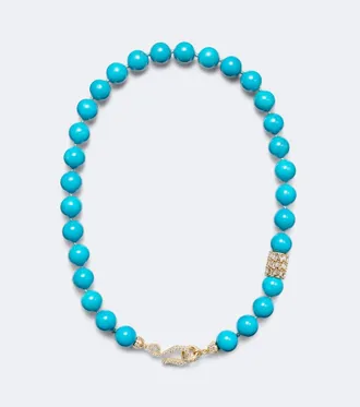 Suzanne Kalan 18kt gold necklace with turquoise and diamonds