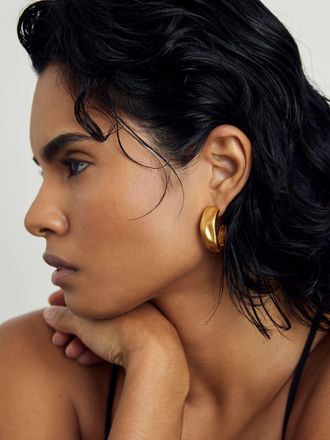 Reiss Gold Sculpted Hoop Earrings