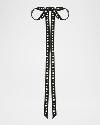 Jennifer Behr Annalee Pearly Velvet Bow Barrette