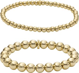 Fossil Womens Gold-Tone Brass Beaded Bracelet Gift Set