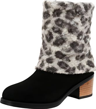 Generic Winter Boots for Women, Comfortable Short Leopard Fashion Boot Fluffy Boot Cuffs Covers for Christmas,Furry Costume Cute Cosplay
