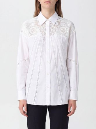 Semicouture Camcia Jessika in popeline di cotone e pizzo