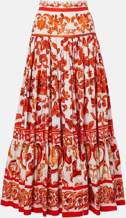 Dolce & Gabbana Falda larga Majolica de popel&iacute;n de algod&oacute;n