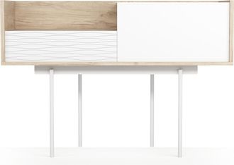 HERDASA Consola De Entrada Fabricada En Melamina Y Madera De Haya, Modelo Suomi (787) De Herdasa. Blanco