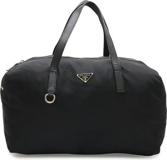 Prada Black Nero Nylon Leather Boston Bag (Pre-Owned)