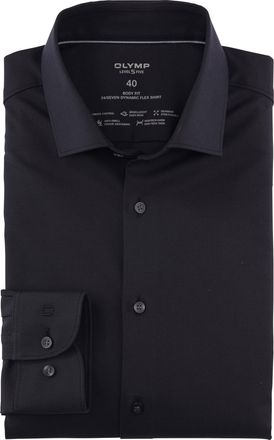 Olymp Businesshemd OLYMP Level Five body fit, Herren, Gr. 37, N-Gr, schwarz, Web, Obermaterial: 64% Baumwolle, 27% Polyester, 9% Elasthan, Hemden Businesshe