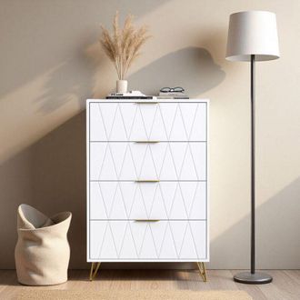 OEM Comoda - Blanca - 4 Cajones - Dise&ntilde;o Moderno - Sistema Antivuelco