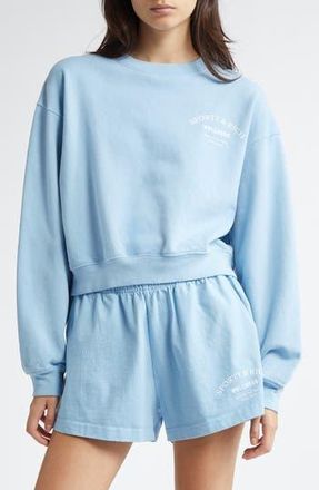 Sporty & Rich Wellness Studio Crop Cotton Sweatshirt in Sky Blue at Nordstrom Rack, Size X-Large