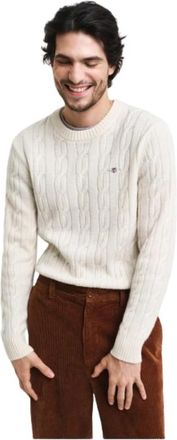 GANT Round-neck Truien - Heren - Ronde hals truien - Beige - L - Truien & Vesten