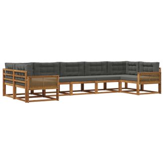 vidaXL Conjunto De Sof&aacute;s De Exterior 7 Pcs Natural Y Antracita Vidaxl