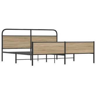 Berkfield Home Metal Bed Frame without Mattress Smoked Oak 150x200 cm King Size in Brown