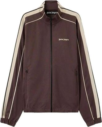 Palm Angels Classic Logo Track Top - Heren - Vesten met rits - Bruin - S - Polyester - Hoodies & sweatvesten