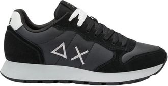 Sun 68 Klassieke leren sneakers met geborduurd logo - Heren - Sneakers - Zwart - 43 EU - Leer - Schoenen