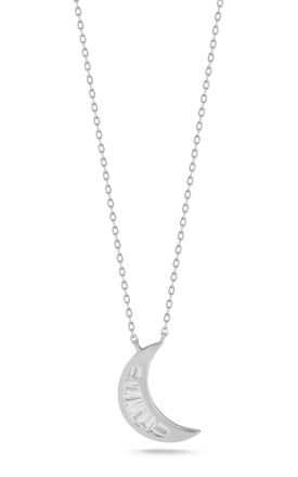 Glaze Jewelry Sterling Silver Baguette Moon Necklace