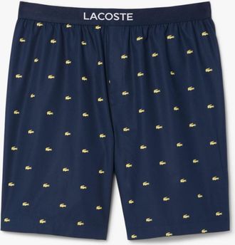 Lacoste Mens Lacoste Printed Poplin Pyjama Shorts in Navy