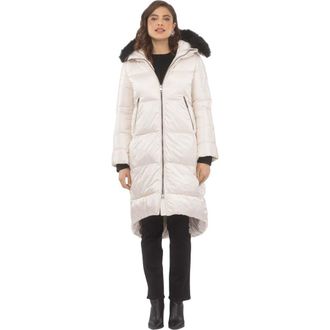Gorski Apres-Ski Long Coat With Detachable Trim in Champagne/black at Nordstrom, Size Small