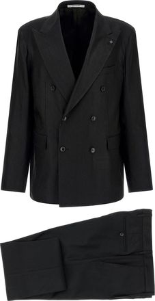 Tagliatore Black Linen Two-Piece Mens Suit