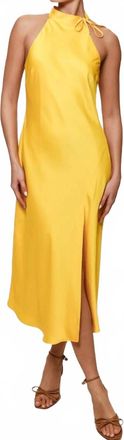 Hutch Mari Sleeveless Halter Midi Dress In Yellow